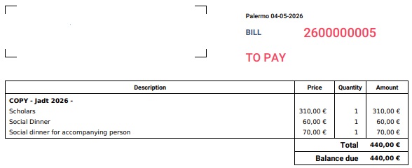 Example of pro forma receipt marked as to pay