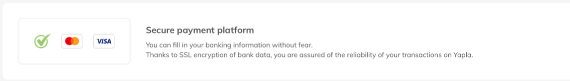 Yapla secure payment platform screen